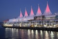 Canada Place at night in Vancouver on Canada Day Royalty Free Stock Photo