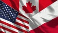 Canada and Poland and USA Realistic Three Flags Together