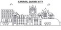 Canada, Quebec City architecture line skyline illustration. Linear vector cityscape with famous landmarks, city sights Royalty Free Stock Photo