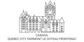 Canada, Quebec City, Fairmont Le Chteau Frontenac travel landmark vector illustration Royalty Free Stock Photo