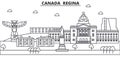 Canada, Regina architecture line skyline illustration. Linear vector cityscape with famous landmarks, city sights