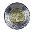 Canada`s two dollar coin features a polar bear