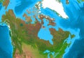 Canada satellite Image base map with states outlines Royalty Free Stock Photo