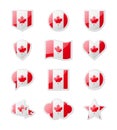 Canada - set of country flags in the form of stickers of various shapes.