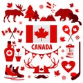 Canada sign and symbol, Info-graphic elements flat icons set.
