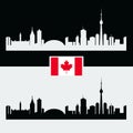 Canada silhouette with Canadian famous city buildings Royalty Free Stock Photo