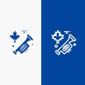 Canada, Speaker, Laud Line and Glyph Solid icon Blue banner Line and Glyph Solid icon Blue banner