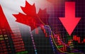 Canada Stock Exchange market crisis red market price down chart fall Business and finance money crisis background red negative Royalty Free Stock Photo