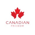 Canada symbol with freedom style, Bird Logo with Maple Leaf logo design Royalty Free Stock Photo
