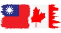 Canada and Taiwan grunge flags connection vector