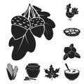 Canada Thanksgiving Day black icons in set collection for design. Canada and Tradition vector symbol stock web Royalty Free Stock Photo