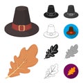 Canada Thanksgiving Day cartoon,black,flat,monochrome,outline icons in set collection for design. Canada and Tradition Royalty Free Stock Photo