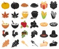 Canada Thanksgiving Day cartoon,black icons in set collection for design. Canada and Tradition vector symbol stock web Royalty Free Stock Photo