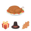 Canada thanksgiving day set collection icons in cartoon style Royalty Free Stock Photo