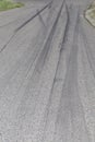 Skid marks from tire on road- police message for front cover or billboards. Royalty Free Stock Photo