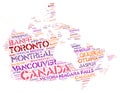 Canada top travel destinations word cloud