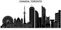 Canada, Toronto architecture vector city skyline, travel cityscape with landmarks, buildings, isolated sights on