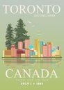 Canada. Toronto. Canadian vector illustration. Vintage style. Travel postcard. Royalty Free Stock Photo