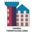 Canada, Toronto,Casa Loma travel landmark vector illustration