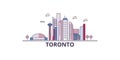 Canada, Toronto City tourism landmarks, vector city travel illustration