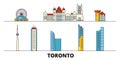 Canada, Toronto flat landmarks vector illustration. Canada, Toronto line city with famous travel sights, skyline, design Royalty Free Stock Photo