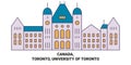 Canada, Toronto, University Of Toronto travel landmark vector illustration Royalty Free Stock Photo
