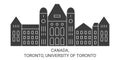 Canada, Toronto, University Of Toronto travel landmark vector illustration Royalty Free Stock Photo