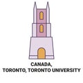 Canada, Toronto, Toronto University travel landmark vector illustration