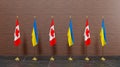 Canada and Ukraine flags. flag Canada and Ukraine. Summit concept, 3D work and 3D image