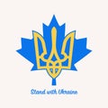 Canada Ukraine symbols combined. Trident and maple leaf