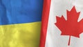 Canada and Ukraine two flags textile cloth 3D rendering