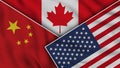 Canada United States of America China Flags Together Fabric Texture Effect Illustrations Royalty Free Stock Photo