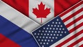 Canada United States of America Russia Flags Together Fabric Texture Illustration