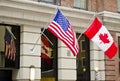 Canada USA Flags Royalty Free Stock Photo