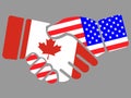 Canada and USA flags Handshake vector Royalty Free Stock Photo