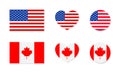 Canada and USA flags. North america. Canadian and american friendship. icon of maple for Canada. Icon of stars for USA. Flags in Royalty Free Stock Photo