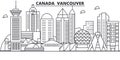 Canada, Vancouver architecture line skyline illustration. Linear vector cityscape with famous landmarks, city sights Royalty Free Stock Photo