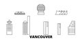 Canada, Vancouver City line travel skyline set. Canada, Vancouver City outline city vector illustration, symbol, travel
