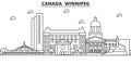 Canada, Winnipeg architecture line skyline illustration. Linear vector cityscape with famous landmarks, city sights