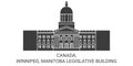 Canada, Winnipeg, Manitoba Legislative Building travel landmark vector illustration