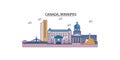 Canada, Winnipeg tourism landmarks, vector city travel illustration