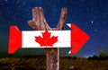 Canada wooden sign with a beautiful night