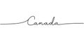 Canada - word with continuous one line. Minimalist drawing of phrase illustration. Canada country - continuous one line