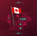 Canada world football tournament 2022 vector wavy flag pinned to a soccer field with design elements. World football 2022