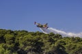 Canadair in action, firefighting plane extinguishing forest fire