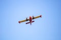 Canadair flight, Firefight Aircraft, scooper flying on blue sky, under view