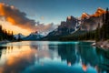 Canadas Banff National Park Boasts A Striking Landscape Along The Icefields Parkway. Generative AI