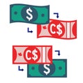 Canadian and American Dollar Exchange Rate Royalty Free Stock Photo