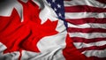 Canada - US Combined Flag | Canada and United States Relations Concept - 3D Illustration