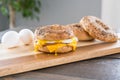 Canadian Bacon, Egg and Cheese Breakfast Sandwich Royalty Free Stock Photo